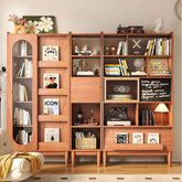 Multifunctional wooden bookcase combo with storage and display cabinet features main product image
